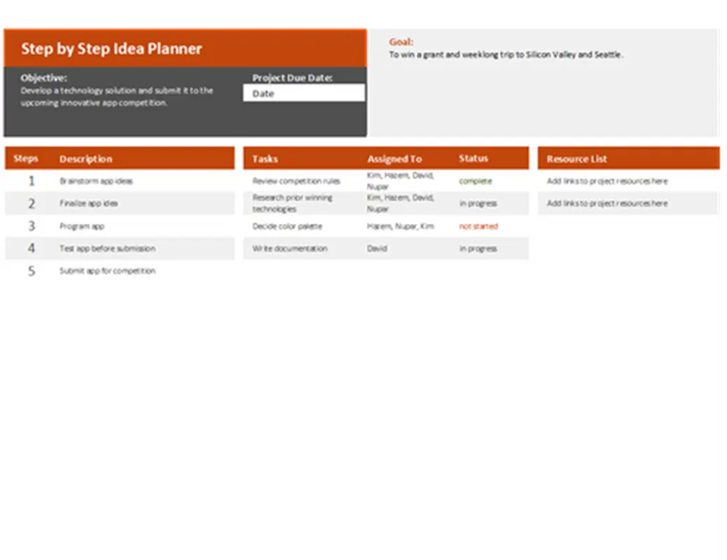 Idea planner preview